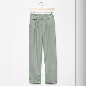 Gap Women’s Paperbag-Waist Pant Vintage Palm Green Lightweight Pleated Trouser 8